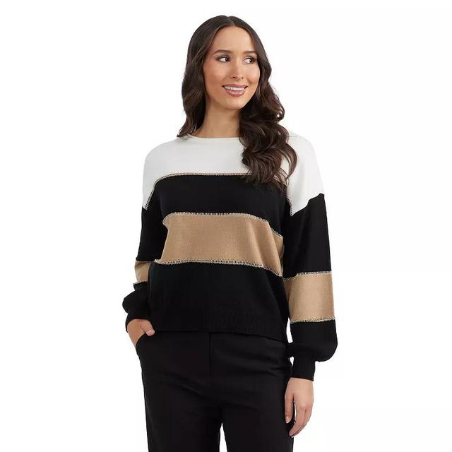 Womens Ellen Tracy Boatneck Colorblock Lurex Sweater Product Image