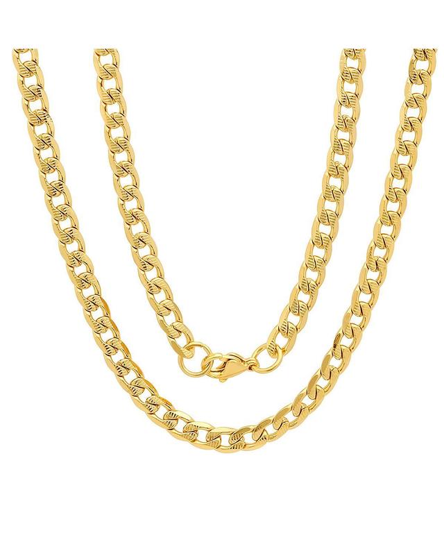 Steeltime Mens 18k gold Plated Stainless Steel Accented 8mm Cuban Chain 24 Necklaces Product Image