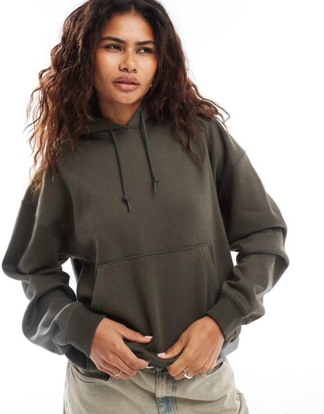 Weekday Essence hoodie in khaki Product Image