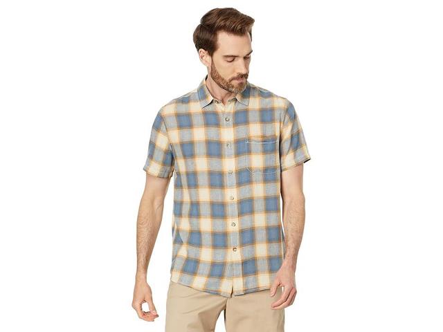 Pendleton Dawson Linen Shirt Short Sleeve (Tan/Indigo Plaid) Men's Jacket Product Image