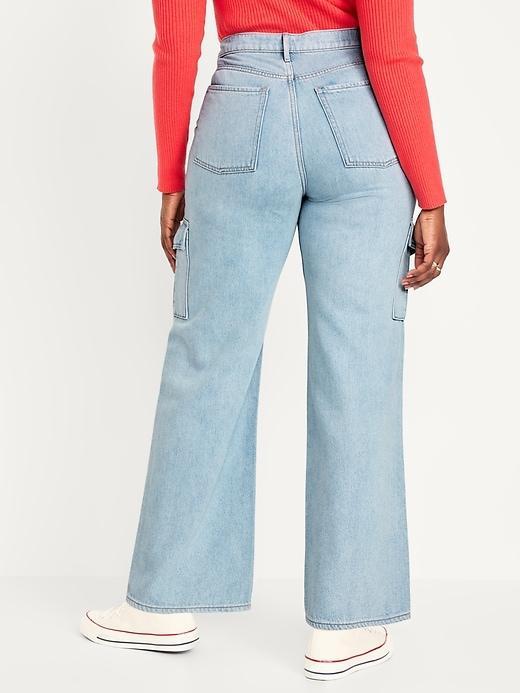 Extra High-Waisted Sky-Hi Wide-Leg Cargo Jeans Product Image