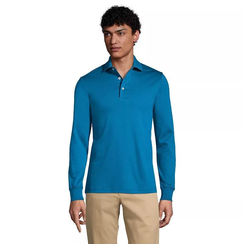 Lands End Big & Tall Long Sleeve Supima Interlock Polo Shirt Product Image