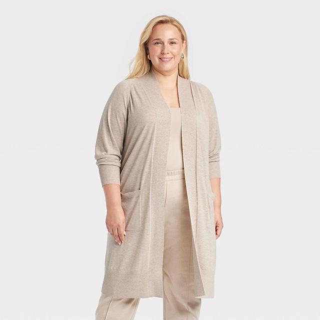 Womens Americas Duster Cardigan - A New Day Taupe XXL Product Image