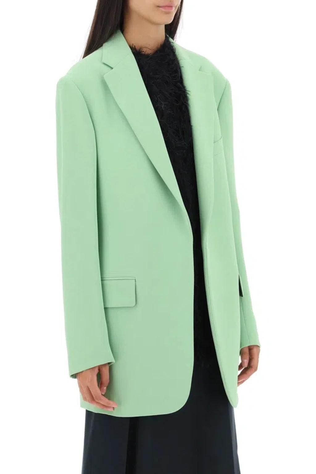 Oversized Buttonless Jacket In Green Product Image