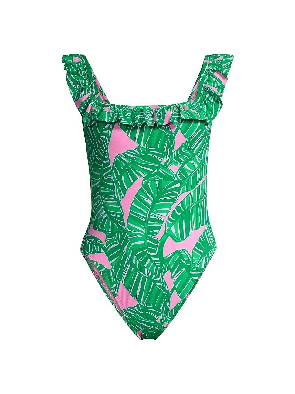 Womens Aemma Leaf Ruffled One-Piece Swimsuit Product Image