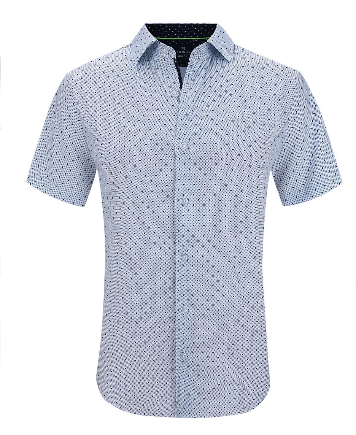 Tom Baine Mens Short Sleeve Slim Fit Button Down Shirt - Navy Product Image