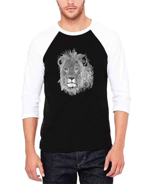 Mens Raglan Baseball Word Art Lion T-shirt Product Image