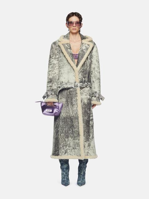 Milk and dark grey long coat Product Image