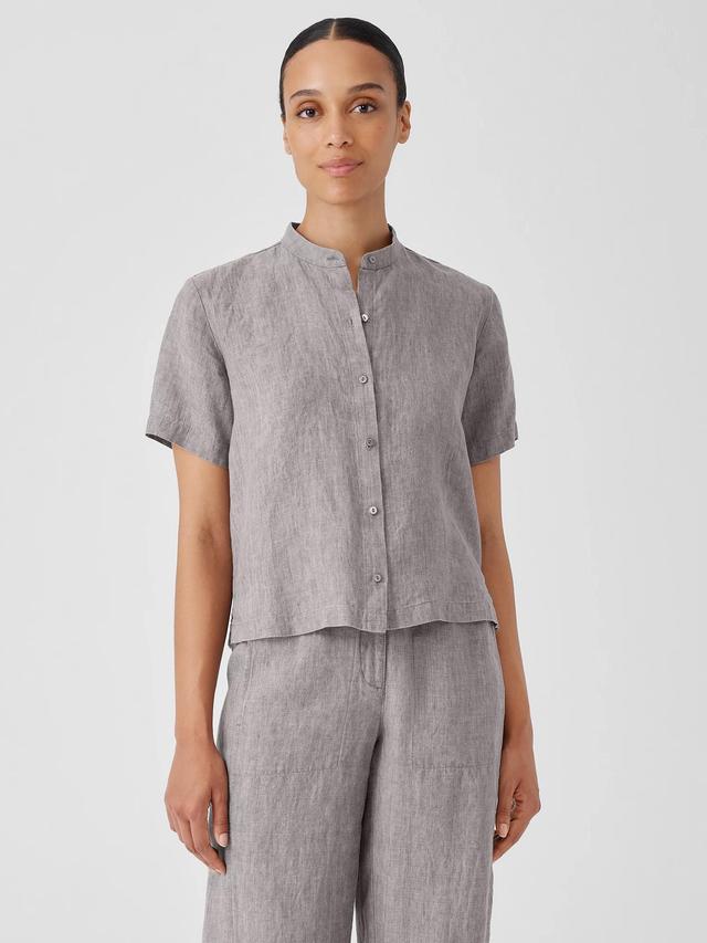 EILEEN FISHER Washed Organic Linen Délavé Band Collar Shirtfemale Product Image