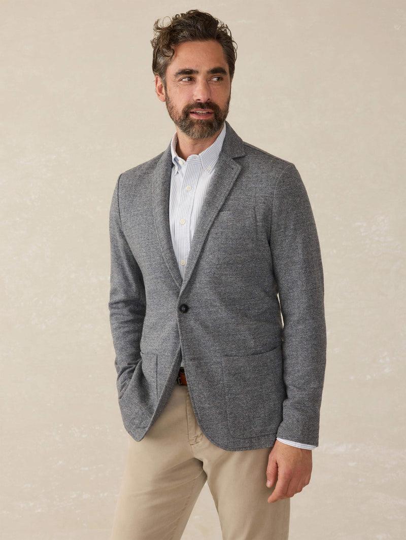 Inlet Knit Tweed Blazer - Steel Rock Herringbone Product Image