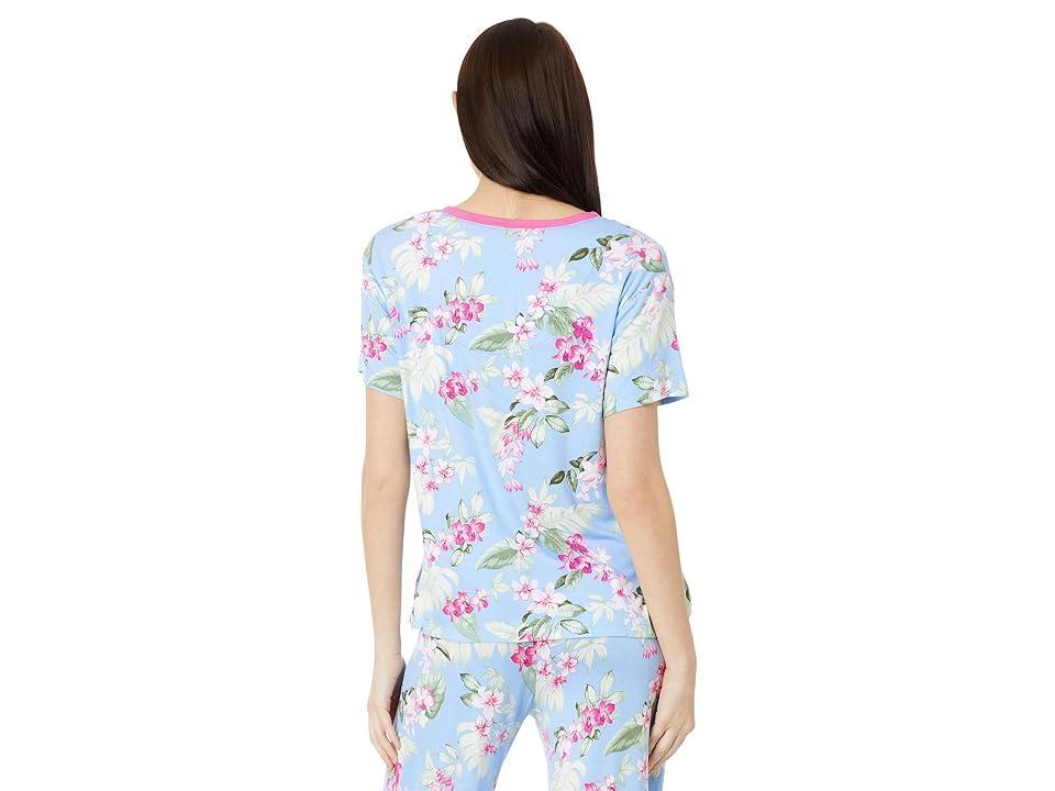 Tommy Bahama 3/4 Sleeve Crop Pants PJ Set (Blue Floral) Women's Pajama Sets Product Image