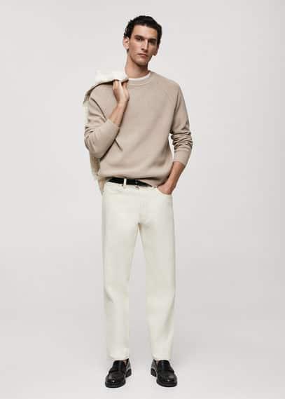 MANGO MAN - Ribbed round-neck sweater light/pastel greyMen Product Image