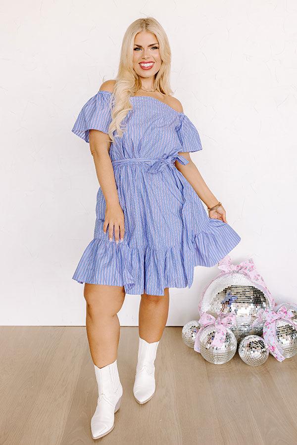 Simply Supreme Stripe Dress In Sky Blue Curves Product Image