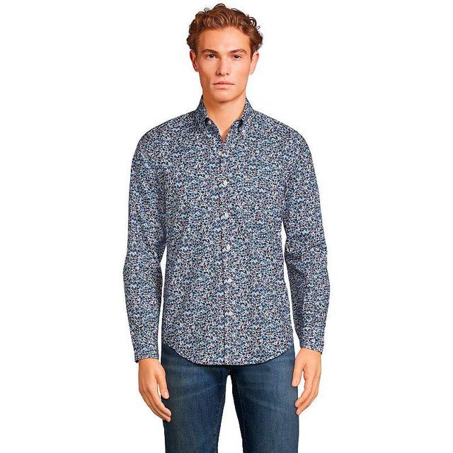 Mens Lands End Traditional-Fit Essential Lightweight Poplin Shirt Deep Blue Product Image