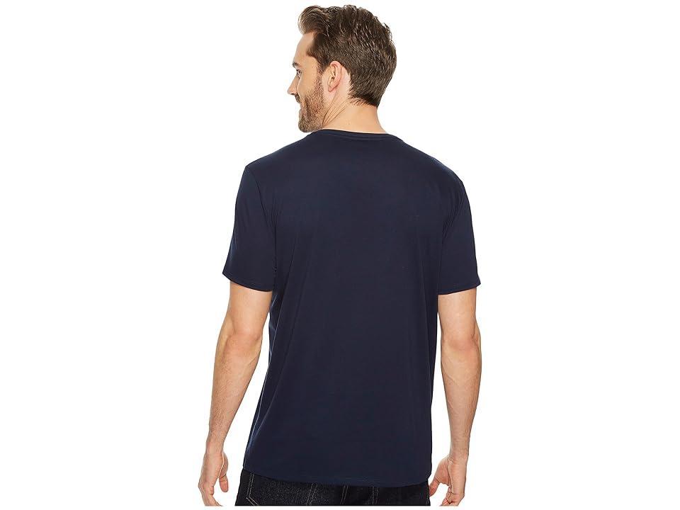 Lacoste Short Sleeve V-Neck Pima Jersey Tee Blue) Men's T Shirt Product Image