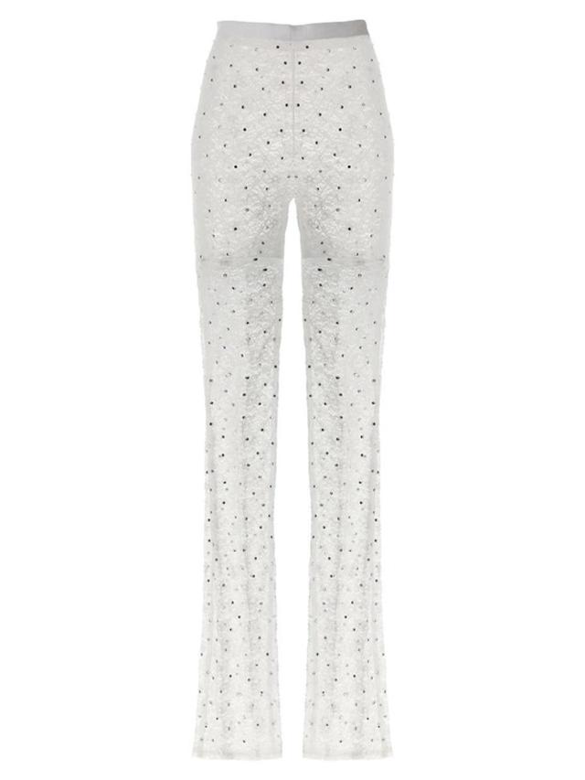 ALESSANDRA RICH Rhinestone Lace Leggings In Blanco Product Image