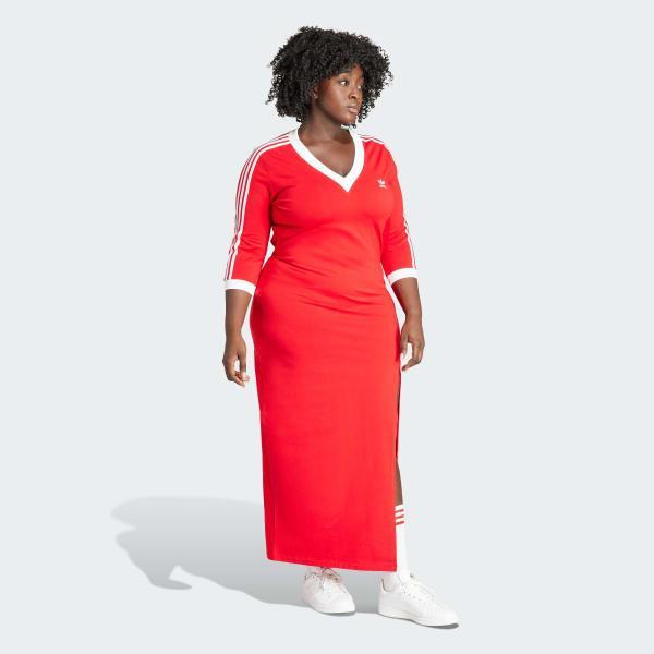 Adicolor Classics 3-Stripes V-Neck Maxi Dress (Plus Size) Product Image