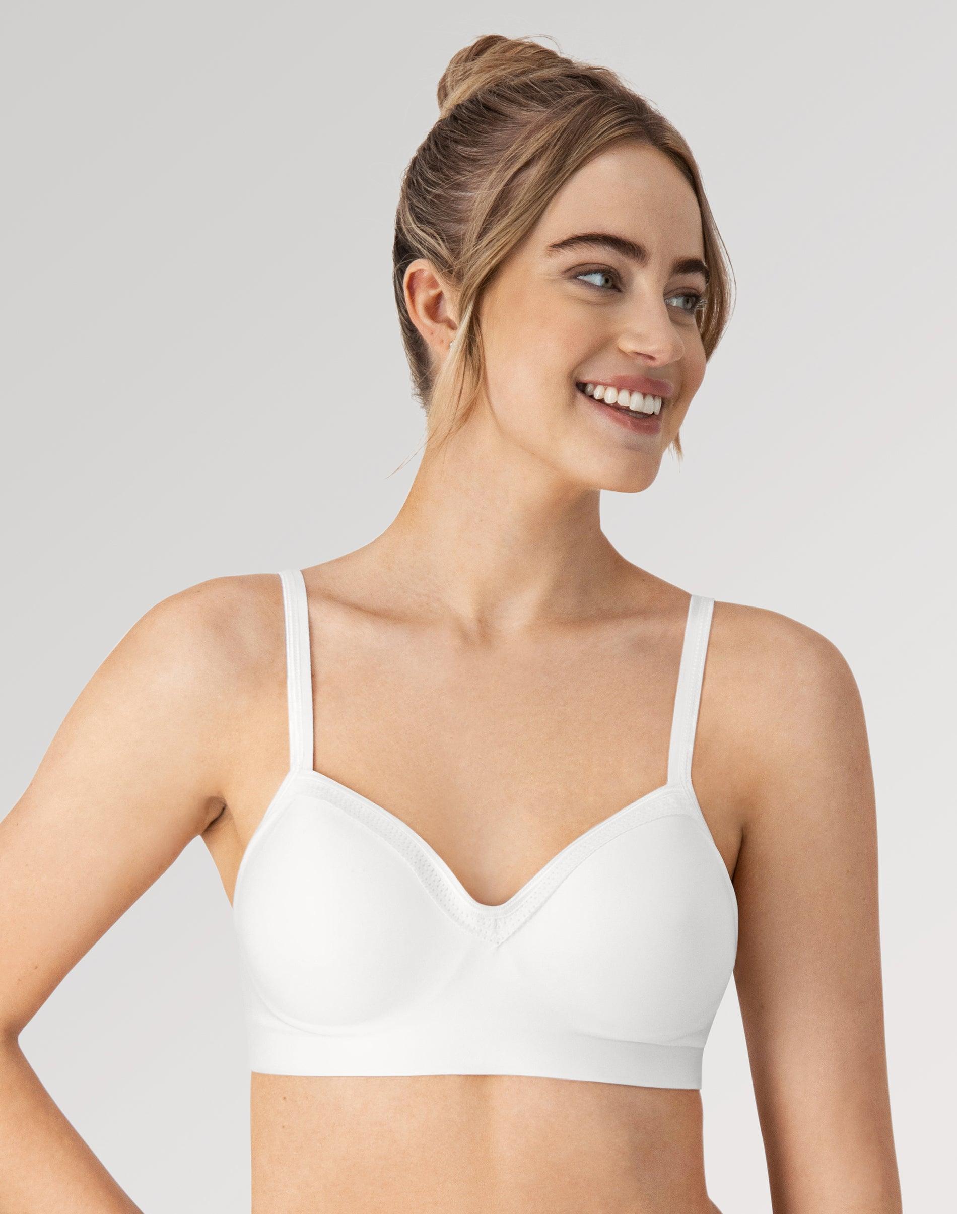 Hanes Foam Evolution Womens Wireless Bra with SmoothTec Band In the Navy/Sterling Grey L Product Image