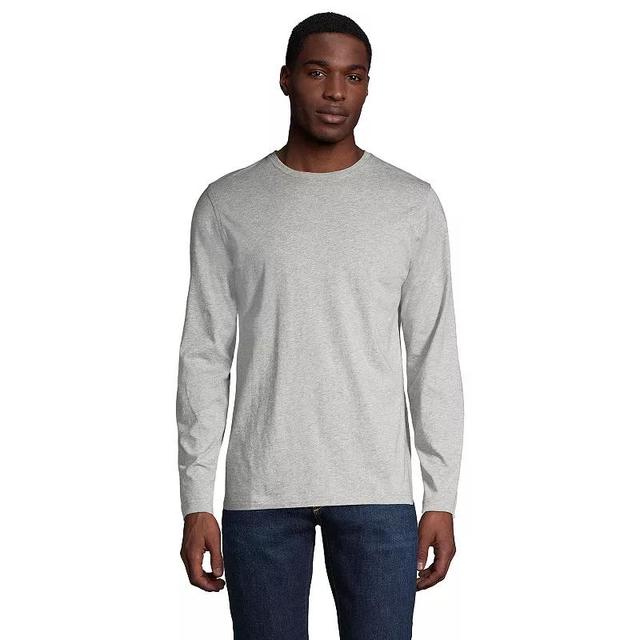 Big & Tall Lands End Supima Crewneck Tee, Mens Dark Grey Product Image