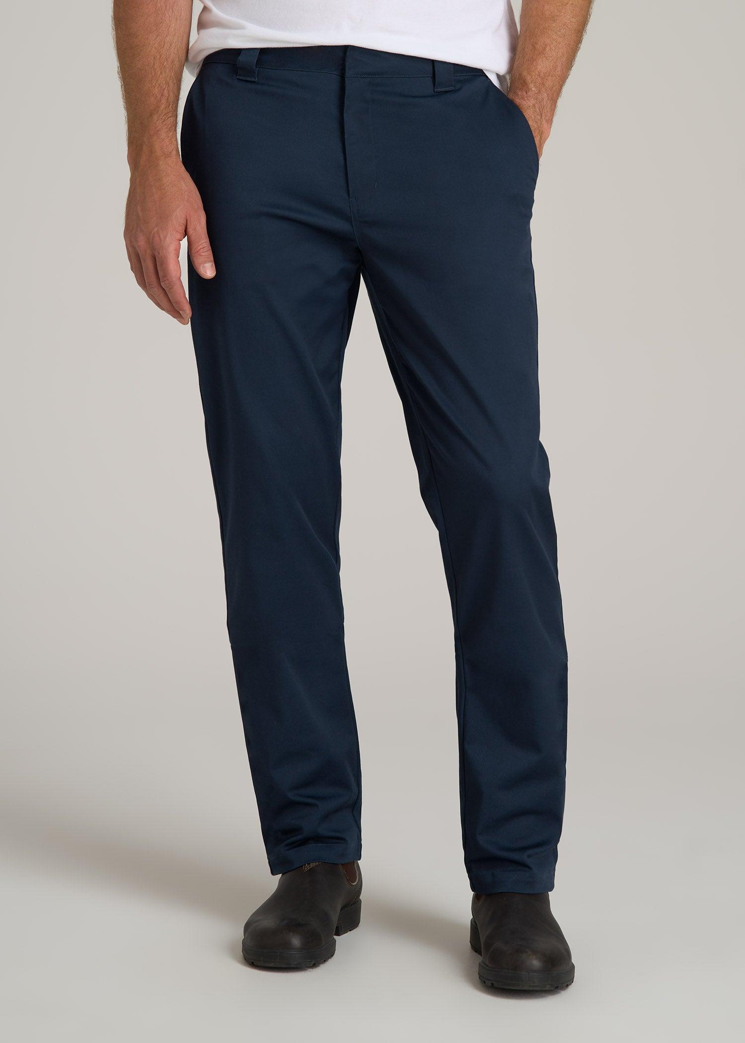 LJ&S Stretch Twill STRAIGHT-LEG Work Pants for Tall Men in Marine Blue Product Image