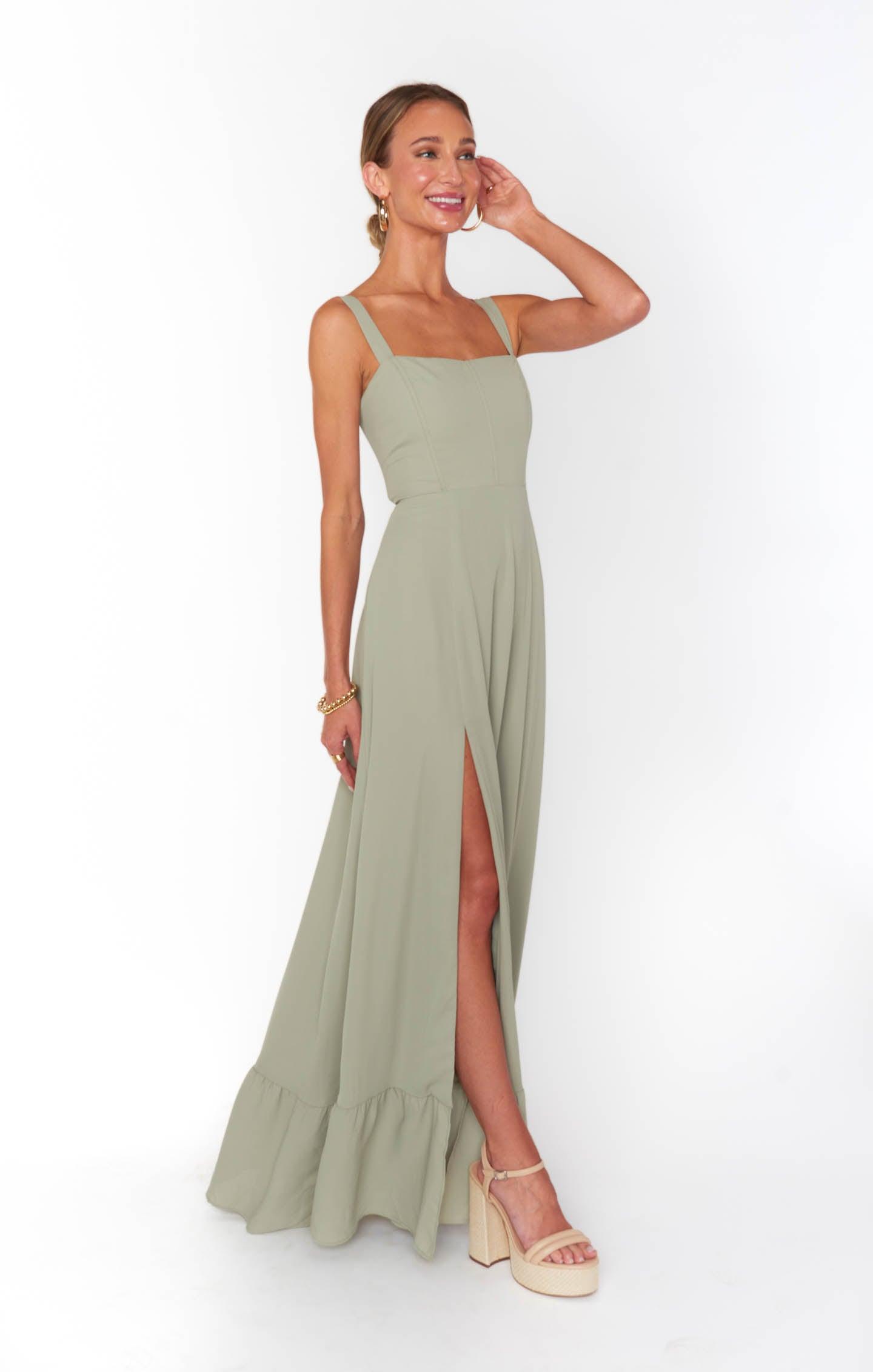 Clarissa Corset Dress ~ Moss Green Crisp Product Image