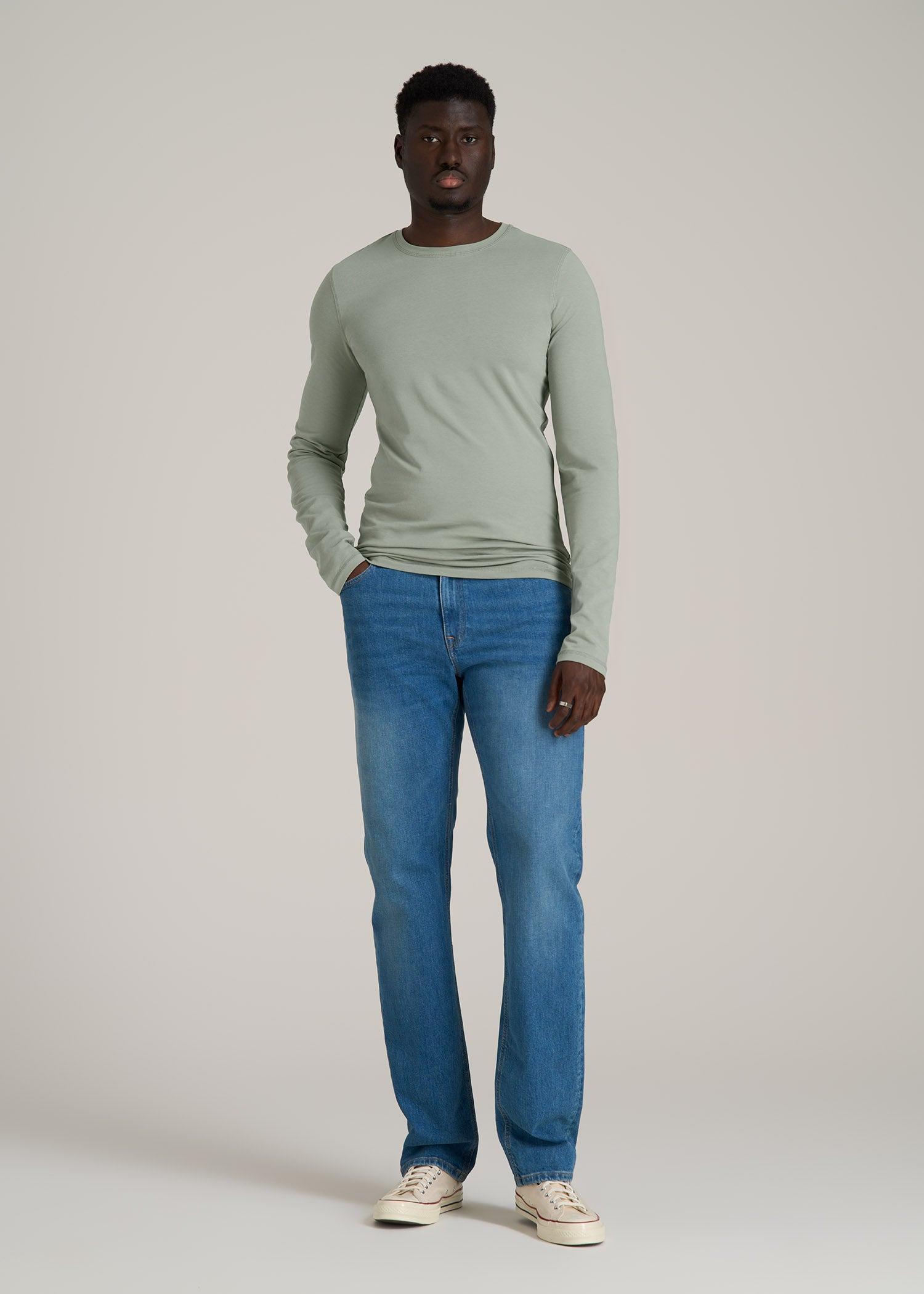 The Essential SLIM-FIT Long Sleeve Tee for Tall Men in Seagrass Male Product Image