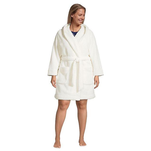 Plus Size Lands End Sherpa Fleece Hooded Robe, Womens Product Image