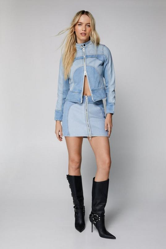 Denim Panelled Mini Skirt Product Image