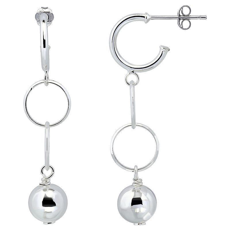 Aleure Precioso Sterling Silver Bead & Circle Drop Earrings, Womens, Silver Tone Product Image