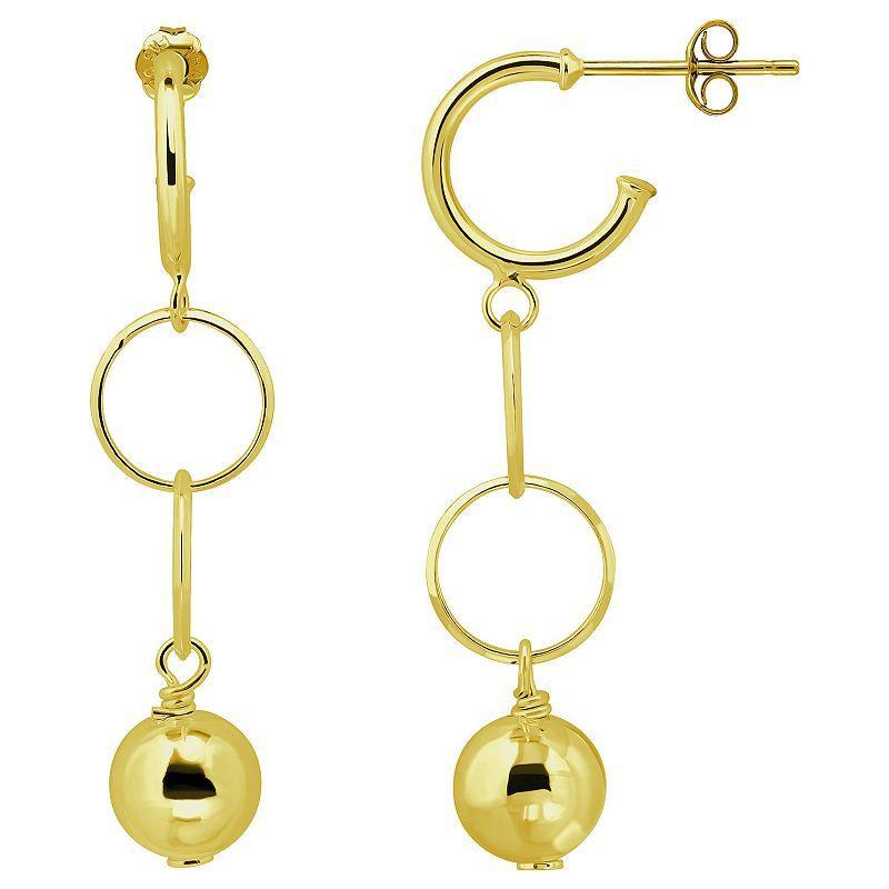 Aleure Precioso Sterling Silver Bead & Circle Drop Earrings, Womens, Gold Tone Product Image