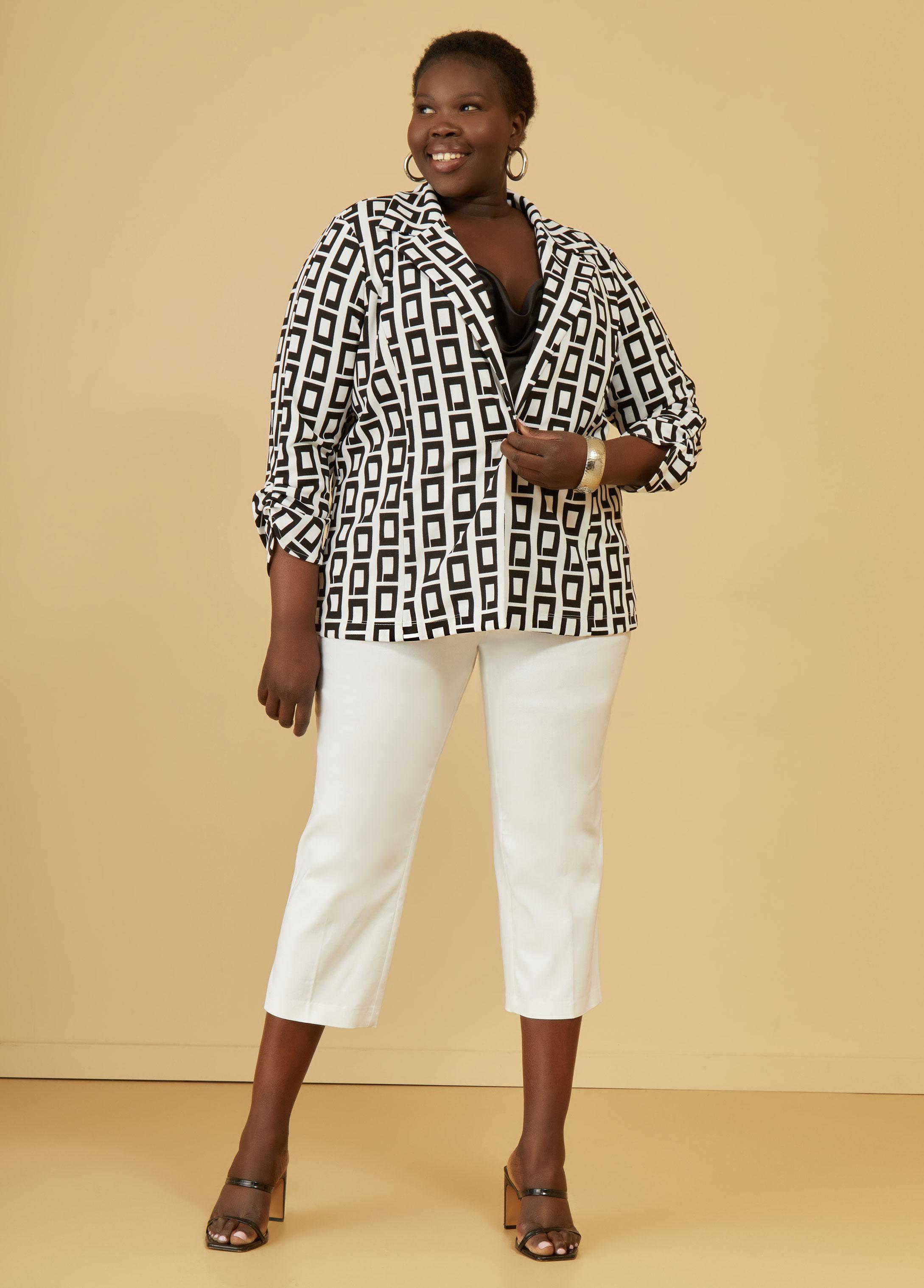 Square Print Ruched Blazer Product Image