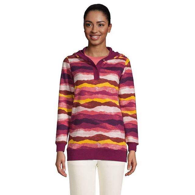 Petite Lands End Serious Sweats Long Sleeve Button Hoodie, Womens Product Image