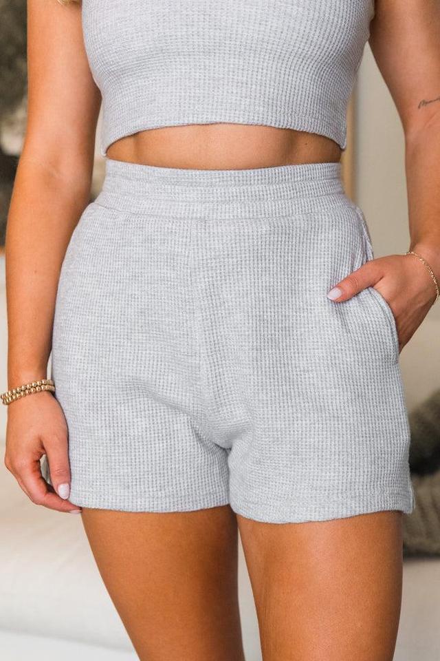 Essential Ease Grey Waffle Knit Pull On Shorts Product Image