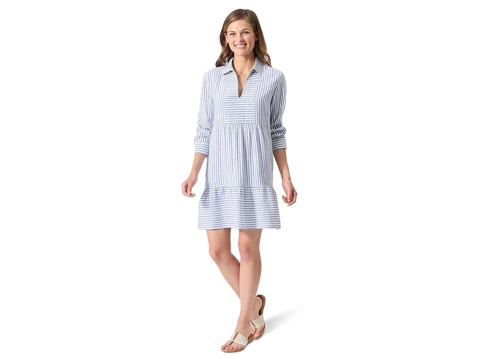 Tommy Bahama St. Lucia Stripe Long Sleeve Linen Blend Cover-Up Minidress Product Image