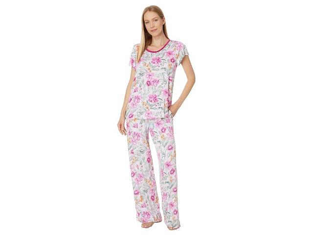 Tommy Bahama Long Pant Short Sleeve Pj Set (Blush Floral) Women's Pajama Sets Product Image