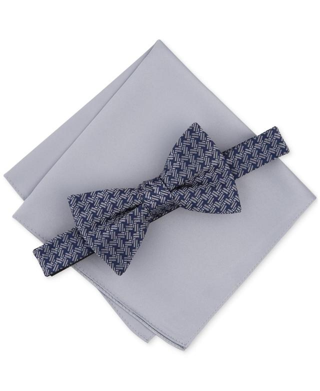 Alfani Mens Tolbert Patterned Bow Tie & Solid Pocket Square Set, Created for Macys Product Image