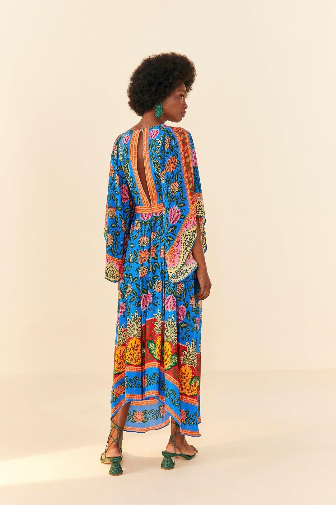 Blue Pineapple Garden Kaftan Maxi Dress Product Image