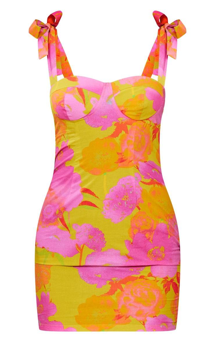 Multi Floral Underwire Detail Tie Strap Shift Dress Product Image