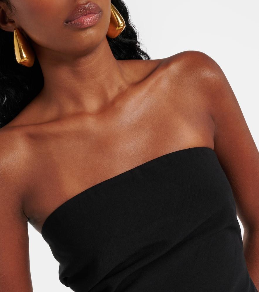 Ruched Strapless Midi Dress In Black Product Image