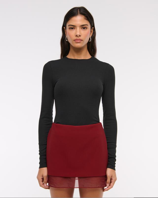 Mid Rise Sheer Hem Mini Skort Product Image