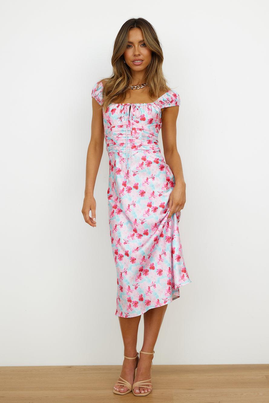 Feel My Rhythm Midi Dress Pink Product Image