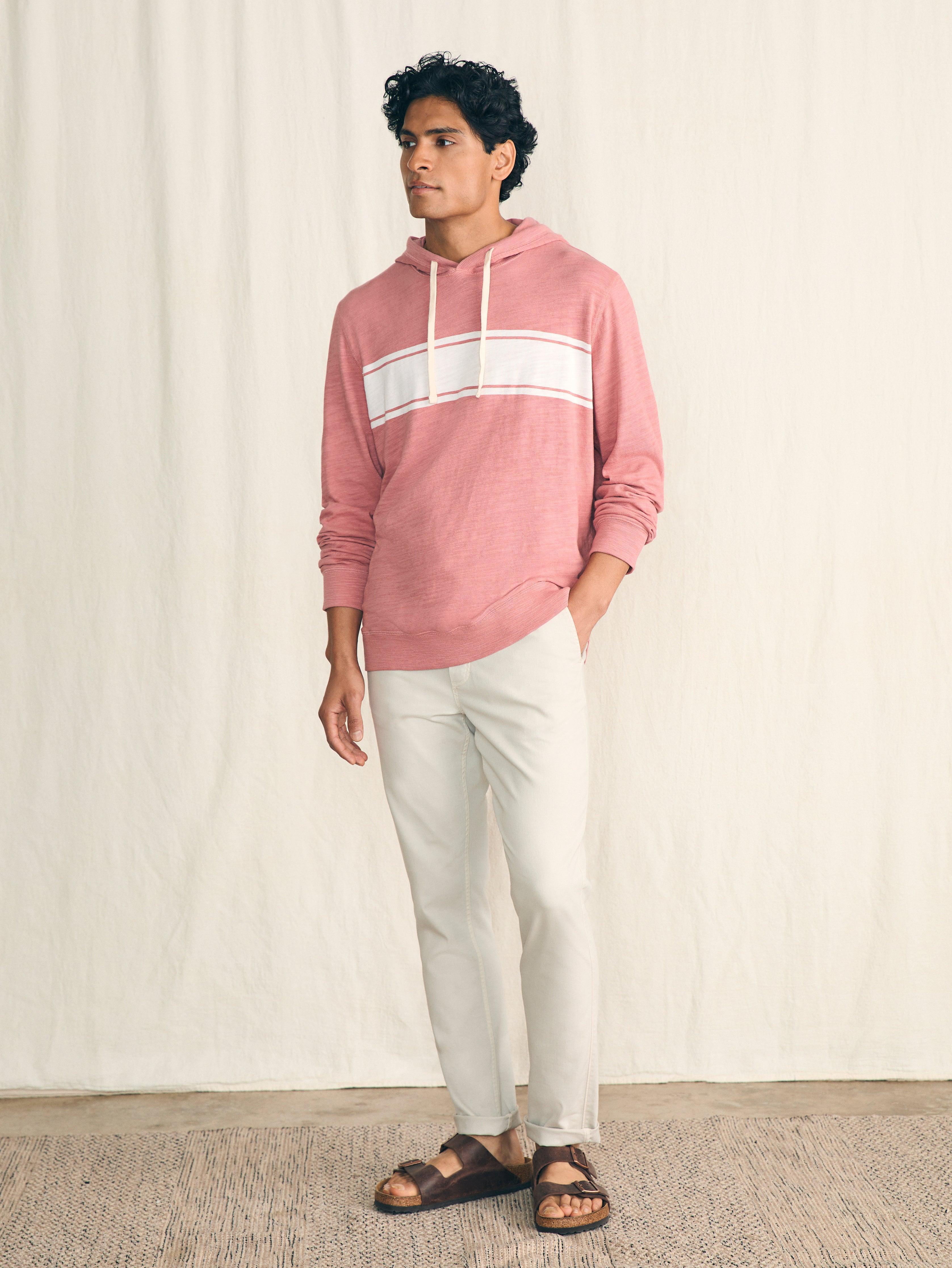 Sunwashed Slub Hoodie - Summer Red Surf Stripe Male Product Image