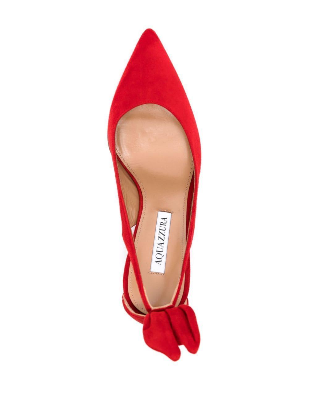 AQUAZZURA Bow Tie 85mm Suede Pumps In Red Product Image