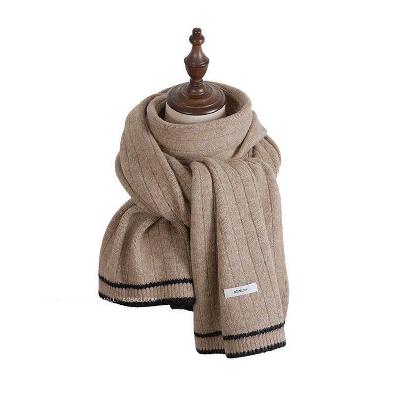 Striped Ribbed Knit Scarf Product Image