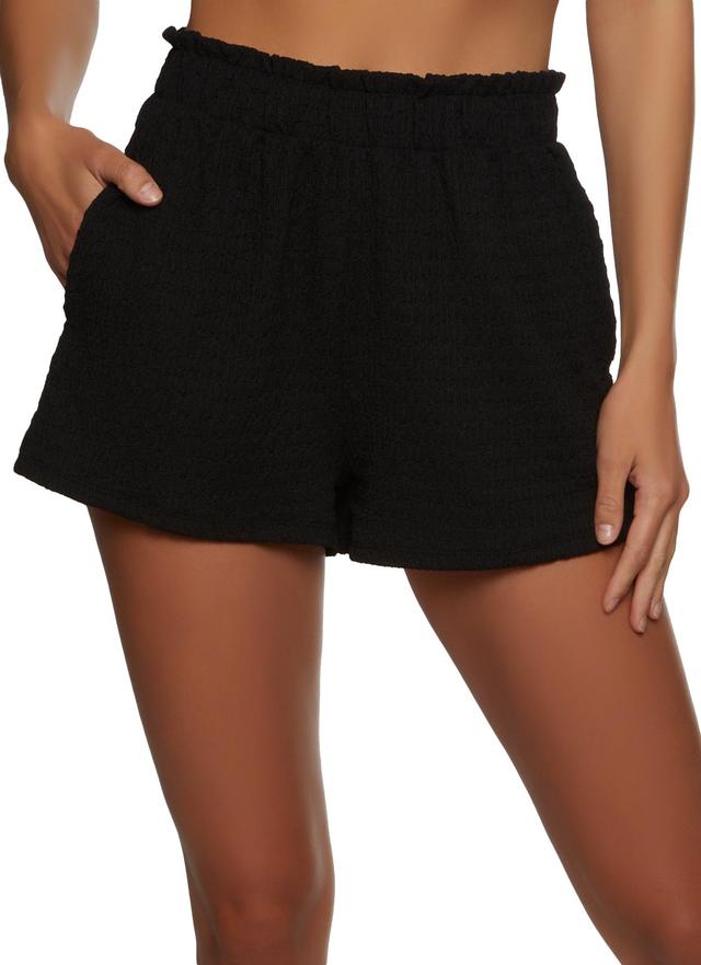 Womens Textured Knit High Waist Shorts Product Image