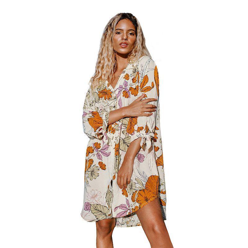 Womens CUPSHE Floral Midi Swim Cover-Up Shirtdress Product Image