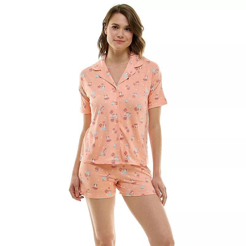 Womens Jaclyn Inc Womens Pajama Top & Shorts Set Brown Product Image