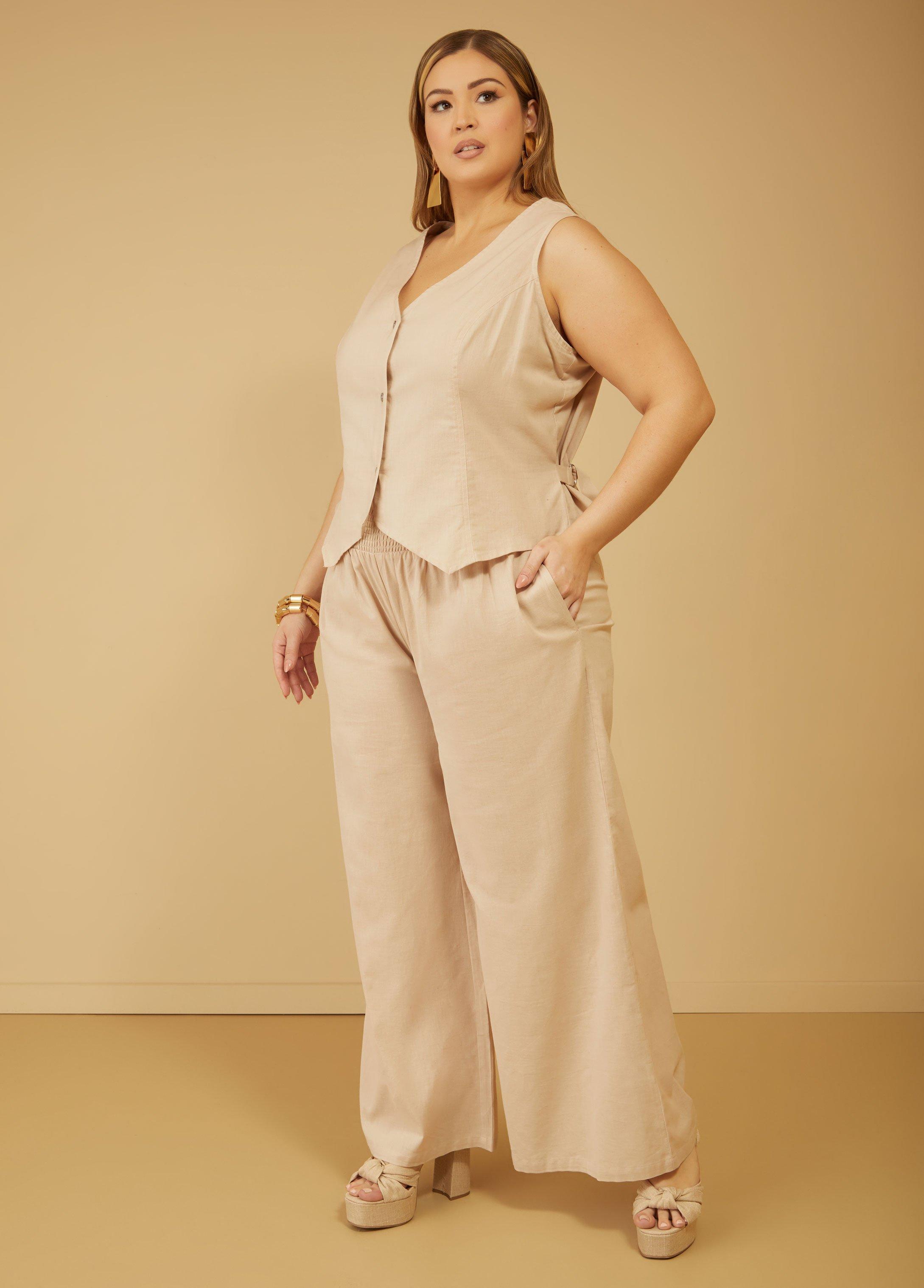 Plus Size Linen Blend Vest Ashley Stewart Product Image