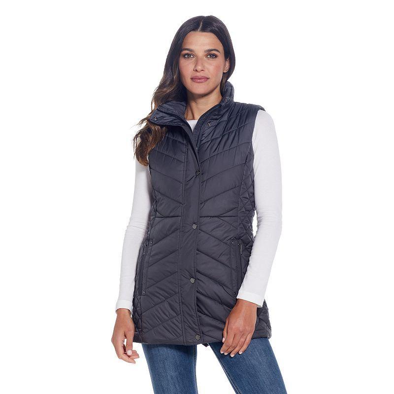 Plus Size Weathercast Quilted Long Puffer Vest, Womens Product Image