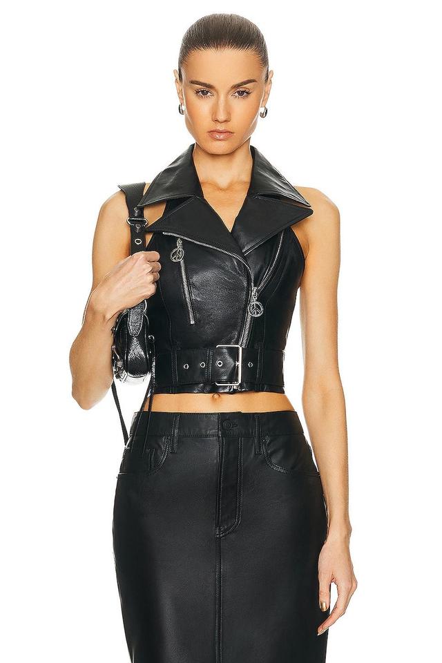 Moschino Jeans Leather Vest Black. (also in ). Product Image